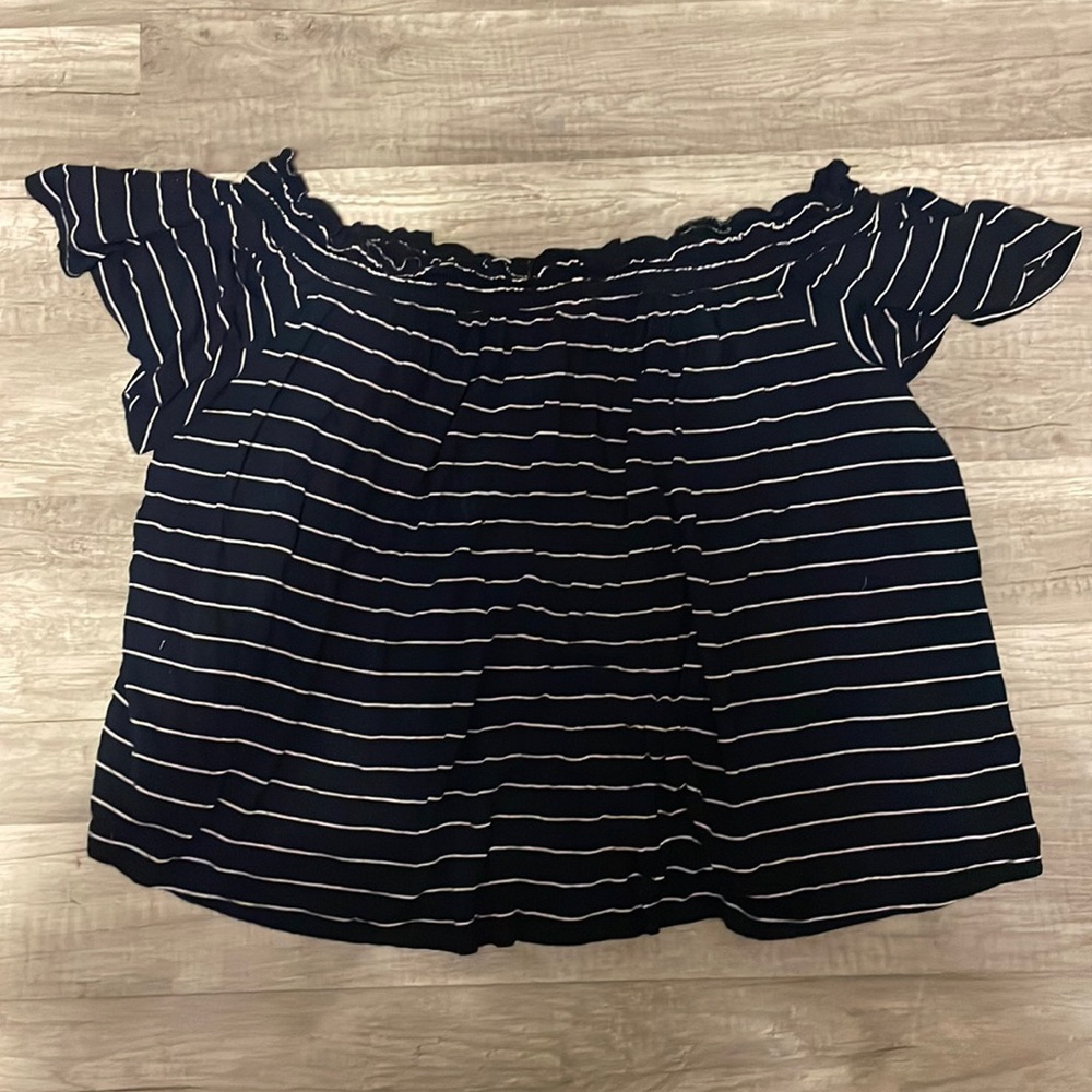 SO off the shoulder blue and white stripped top. Size XL